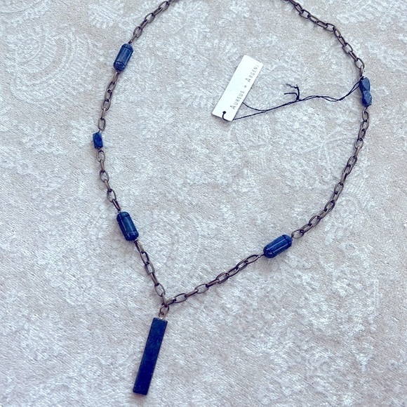 Brand New Aureus + Argent Necklace & Bracelet Set Alexandria Narrow Pendant Blue - Picture 10 of 14
